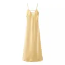 HH Women Summer Yellow Stain V Neck Sling Dress Elegant Sleeveless Loose Maxi Robes 2025 New Ladies Party Holiday Dresses